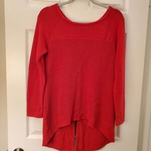 Nicole by Nicole Miller High Low Zip Back Sweater--Red Sz M